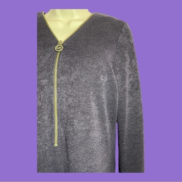 Michael Kors Deep Purple Sweater Dress or Tunic Long Sleeve Zip Up Front Size M - Picture 2 of 7